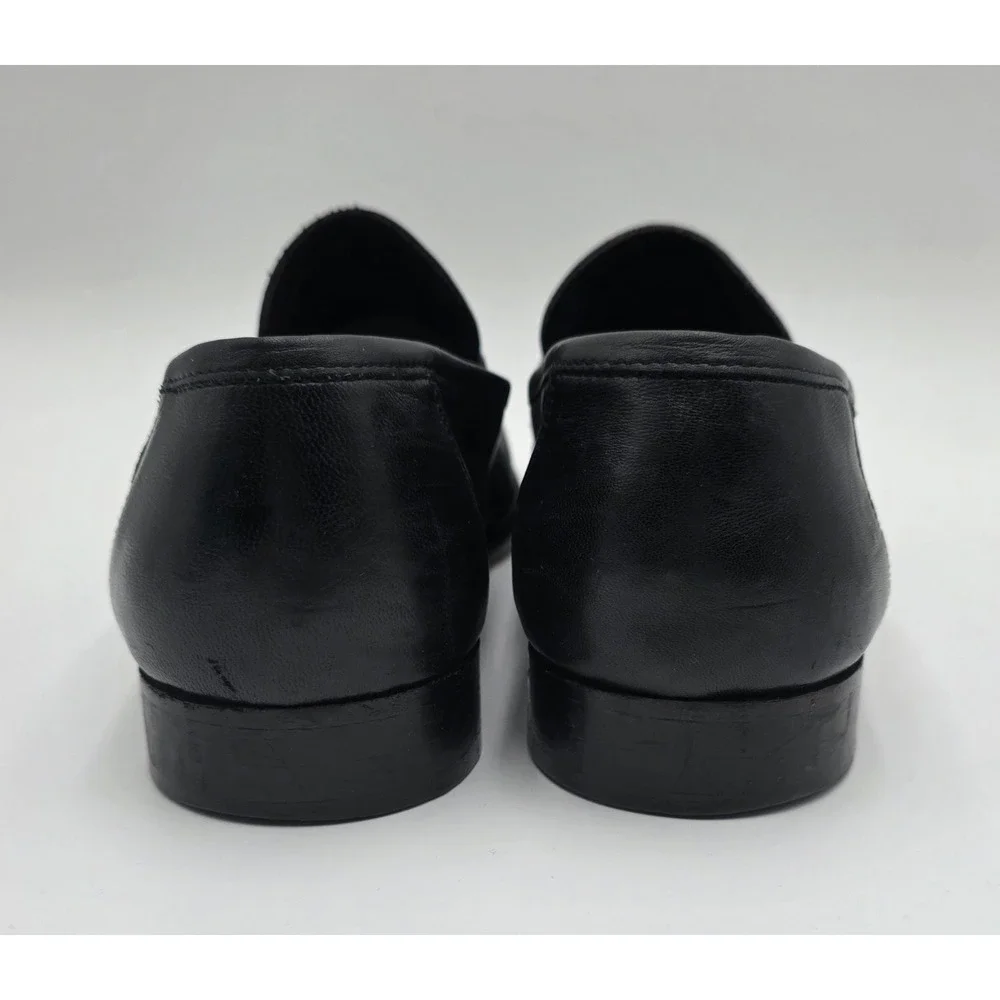 Bruno Magli Pittore Mens 13 M Black Leather Bit Loafers Made in Italy Whipstitch